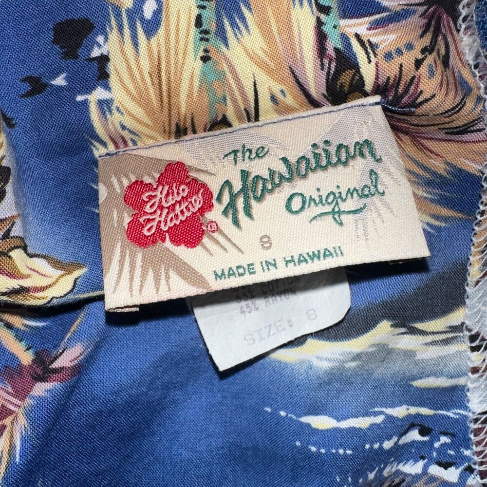 Vtg Hilo Hattie Hawaii Muumuu Beach Dress Womens 8 Blue Mumu Floral Hawaiian - Picture 9 of 10
